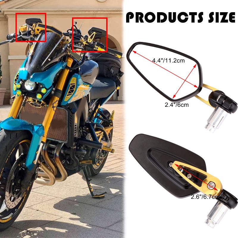 MISS MOLY 7/8 22mm Motorcycle Handlebar End Mirrors Oval CNC Billet Aluminum Side Rearview Mirrors for Honda Yamaha Suzuki Kawasaki - Image 2